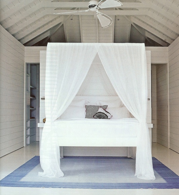 Canopy bed in the Saint Barthelemy home of former British Elle fashion ...
