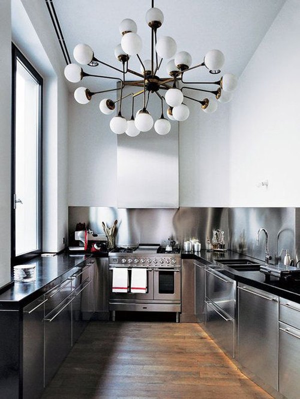 kitchen stainless steel industrial chandelier chic vintage style stilnovo via topped cocinas modernas dpages cocina para pequenas cabinets commercial airows