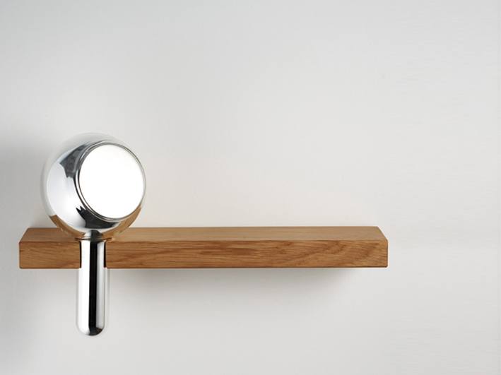 Yve hand Mirror and Wood Shelf by Maarten Baptist for TH Manufacture