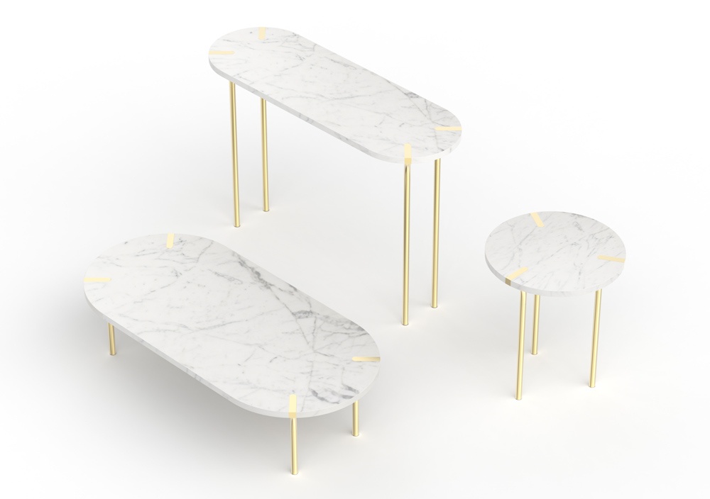 Sereno Marble Table Collection by Anna New York by Rablabs. Available through DSHOP.