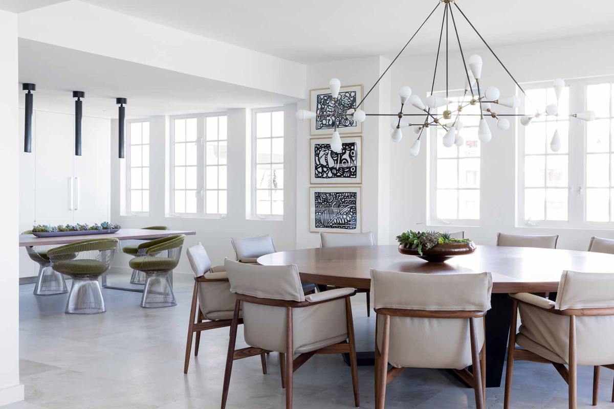 Dining room in a Fisher Island beach home by Hinojosa Design Studio