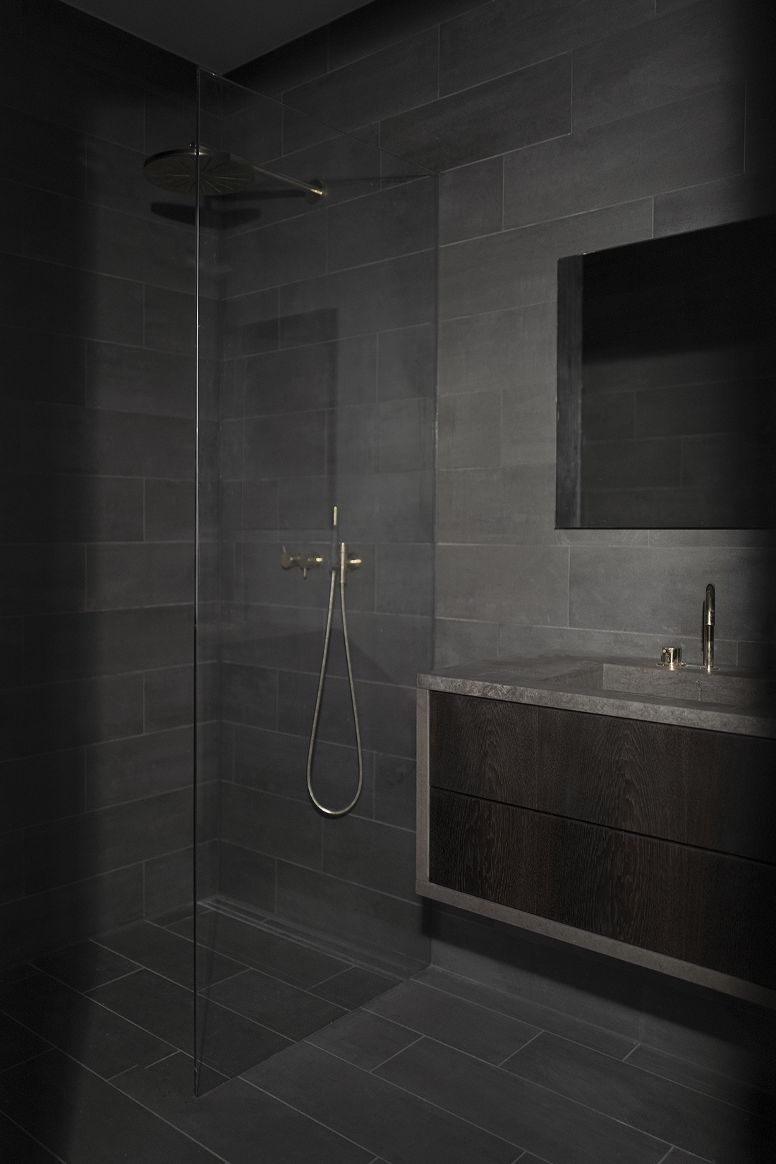 Modern Dark Stone Bathroom | DPAGES