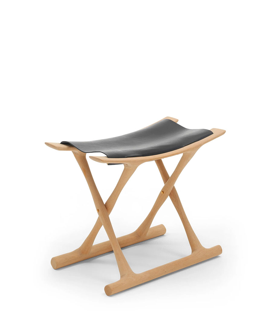Wood & Leather Folding Stool