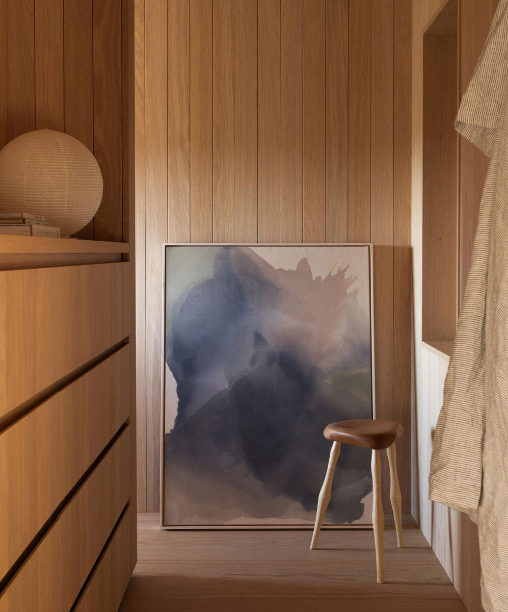 Wood paneled closet