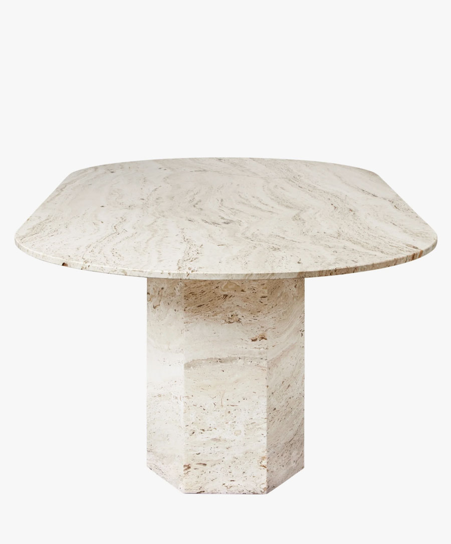 Gubi White Travertine Dining Table | DSHOP