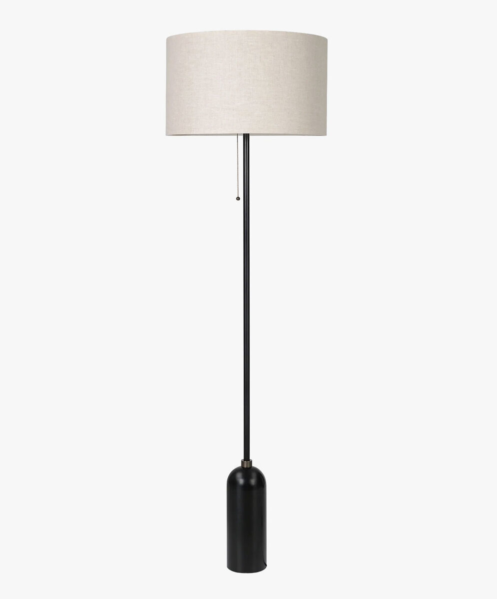 Gubi Gravity Floor Lamp with Canvas Shade & Blackened Steel Base