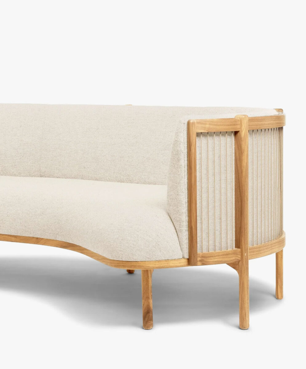 Rikke Frost Sideways Sofa in Cream Upholstery with Wood and Paper Cord Details